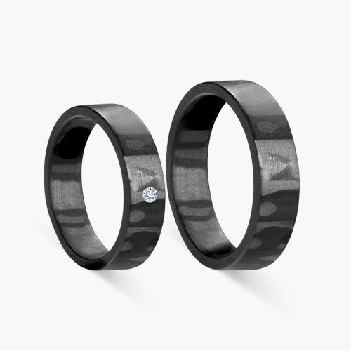 Obrączki ślubne: carbon, płaskie, 6 mm